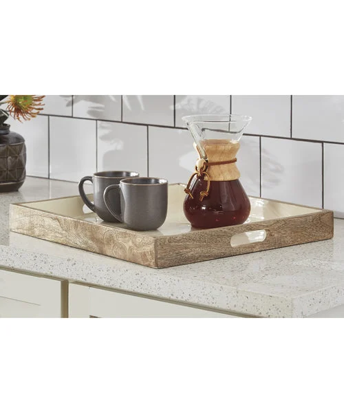 Signature design by ashley 2"H Moria Tray Natural/White