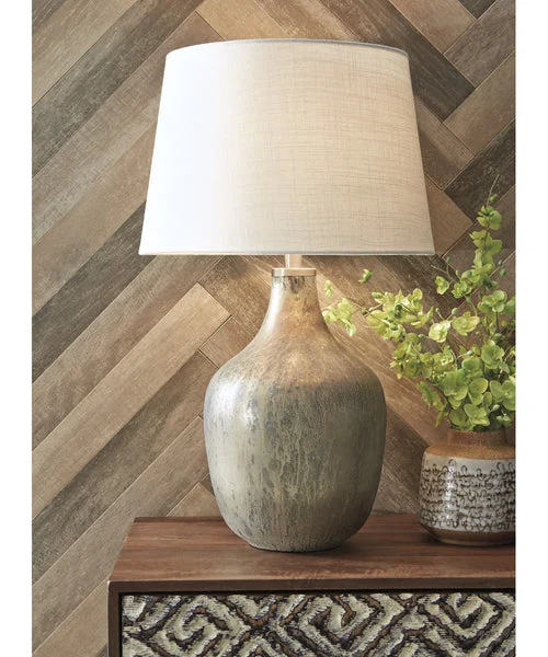 Signature design by ashley 27"H Mari Glass Table Lamp (1/CN) Gray/Gold