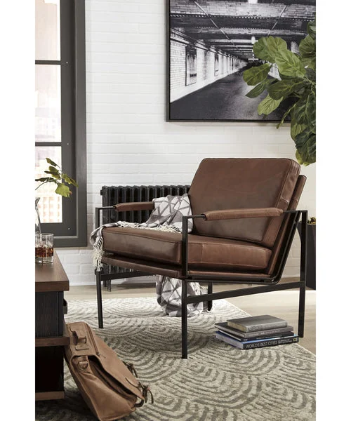 Signature design by ashley 34"H Puckman Accent Chair Brown/Silver