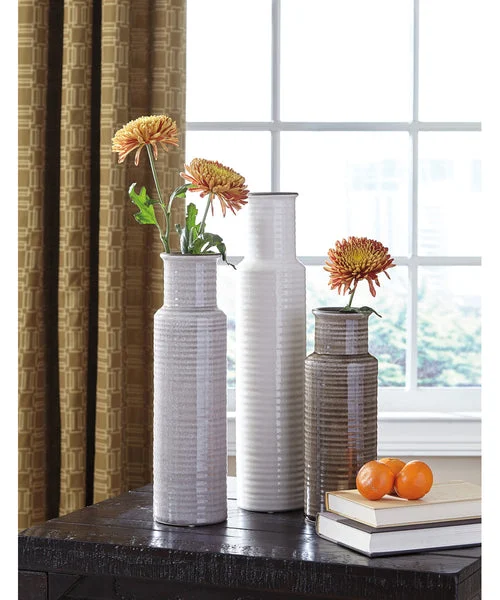 Signature design by ashley Deus Vase Set of 3 Gray/White/Brown