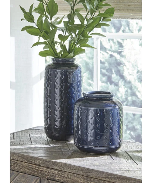 Signature design by ashley Marenda Vase Set of 2 Navy Blue
