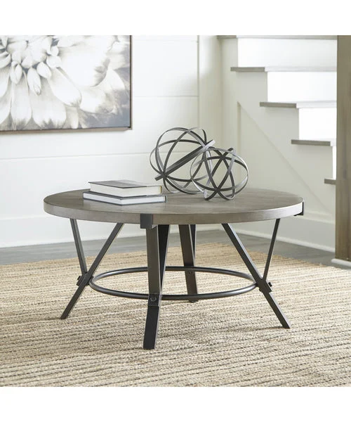 Signature design by ashley Zontini Round Cocktail Table Light Brown
