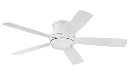 Tempo Hugger 52'' 5-Blade Ceiling Fan in White w/ White Blades; Light Kit Included (optional) (20|TMPH52W5)